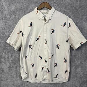 Old Navy Men's Short Sleeve Button-Up Shirt with Toucan Print XXL